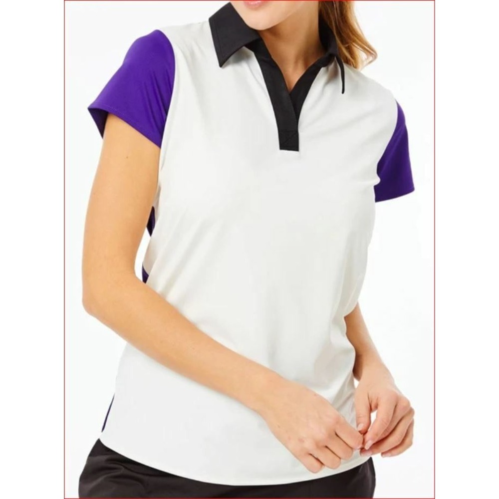 Belyn Key golf women polo shirt jersey TSS0113-C/P white purple sz XXS $80